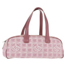 CHANEL New Travel Line Hand Bag Nylon Pink Silver CC Auth 146788-1