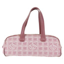 CHANEL New Travel Line Hand Bag Nylon Pink Silver CC Auth 146788-13