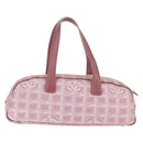 CHANEL New Travel Line Hand Bag Nylon Pink Silver CC Auth 146788-2