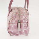 CHANEL New Travel Line Hand Bag Nylon Pink Silver CC Auth 146788-4