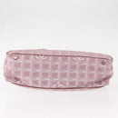 CHANEL New Travel Line Hand Bag Nylon Pink Silver CC Auth 146788-5