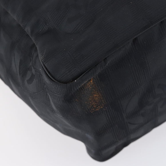 CHANEL New travel line Tote Bag Nylon Black gold CC Auth 146789