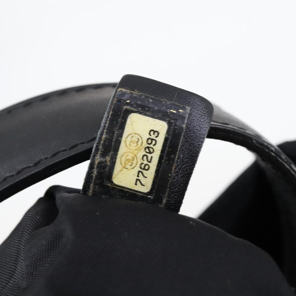 CHANEL New travel line Tote Bag Nylon Black gold CC Auth 146789