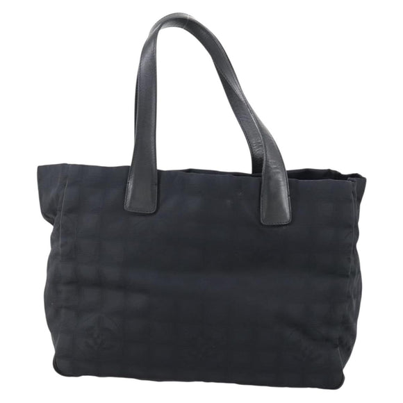 CHANEL New travel line Tote Bag Nylon Black gold CC Auth 146789