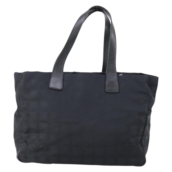 CHANEL New travel line Tote Bag Nylon Black gold CC Auth 146789