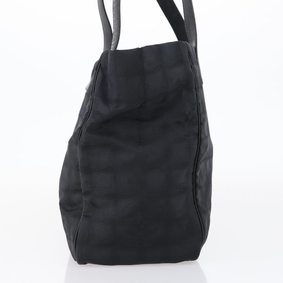 CHANEL New travel line Tote Bag Nylon Black gold CC Auth 146789