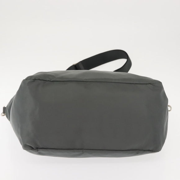 PRADA Tote Bag Nylon 2way Khaki Silver Auth 146790
