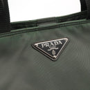 PRADA Tote Bag Nylon 2way Khaki Silver Auth 146790-20