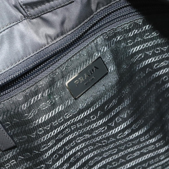 PRADA Tote Bag Nylon 2way Khaki Silver Auth 146790