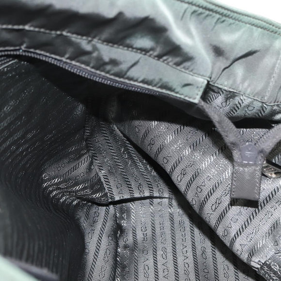 PRADA Tote Bag Nylon 2way Khaki Silver Auth 146790