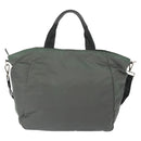 PRADA Tote Bag Nylon 2way Khaki Silver Auth 146790-2