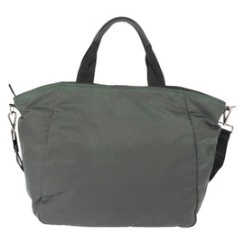 PRADA Tote Bag Nylon 2way Khaki Silver Auth 146790 - 0