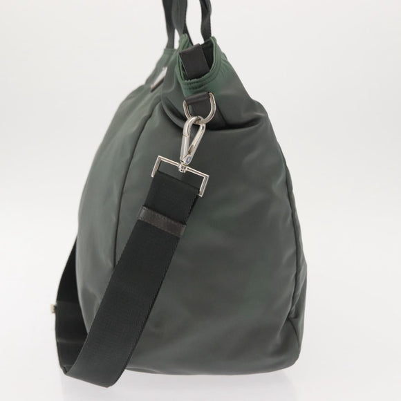 PRADA Tote Bag Nylon 2way Khaki Silver Auth 146790