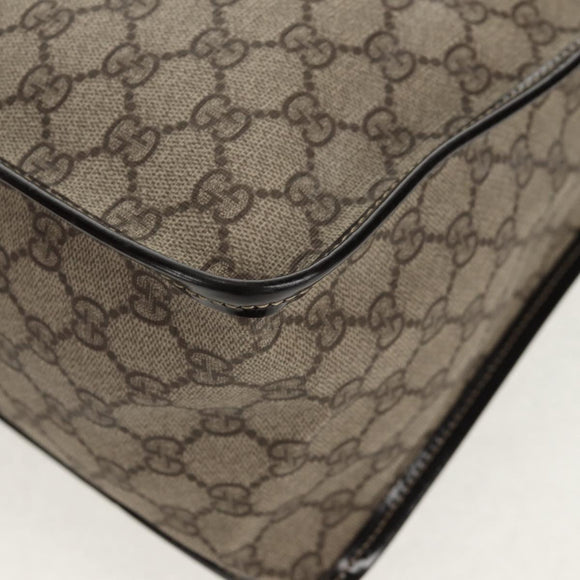 GUCCI GG Supreme Hand Bag PVC Beige Gold 190259 Auth 146791V