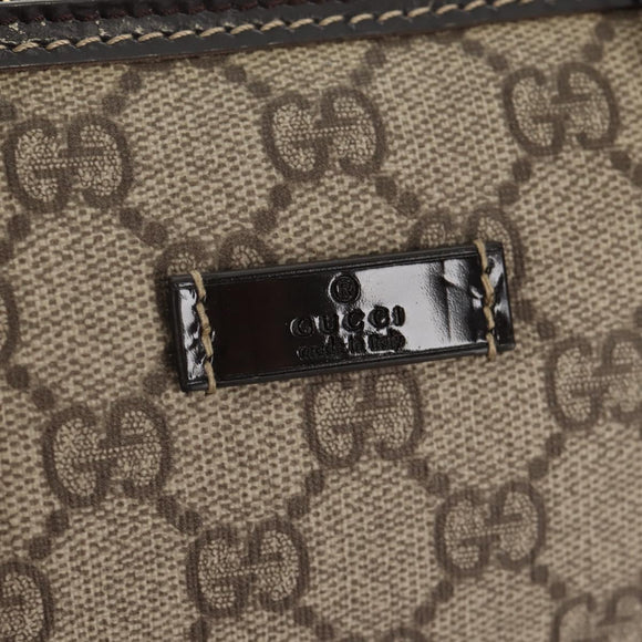 GUCCI GG Supreme Hand Bag PVC Beige Gold 190259 Auth 146791V