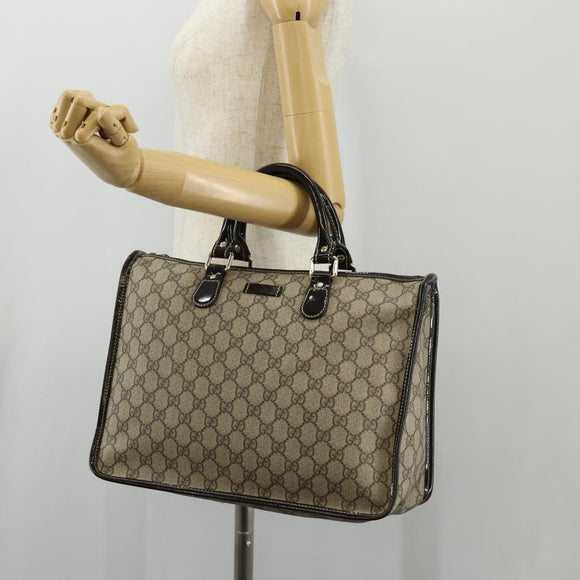 GUCCI GG Supreme Hand Bag PVC Beige Gold 190259 Auth 146791V