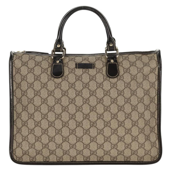 GUCCI GG Supreme Hand Bag PVC Beige Gold 190259 Auth 146791V