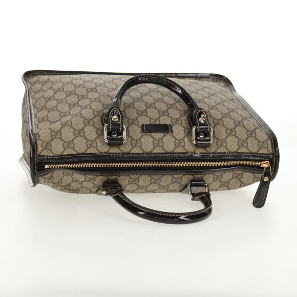 GUCCI GG Supreme Hand Bag PVC Beige Gold 190259 Auth 146791V