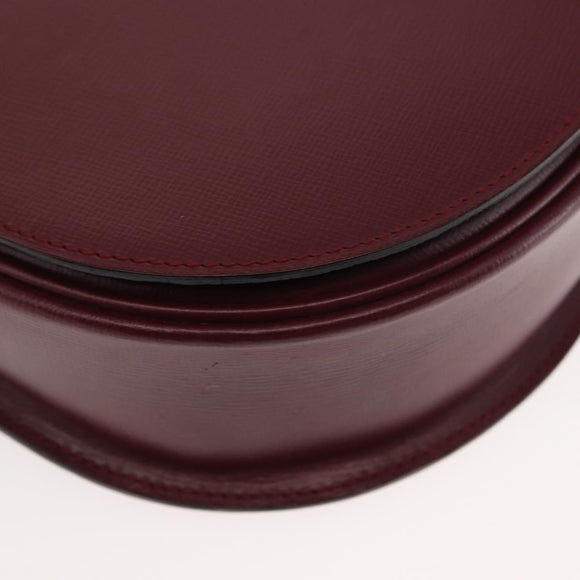 CARTIER Must Line Shoulder Bag Leather Bordeaux Gold Auth 146793