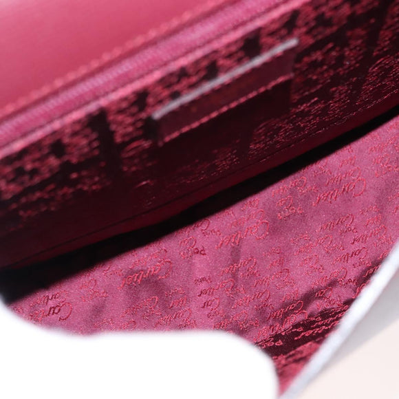 CARTIER Must Line Shoulder Bag Leather Bordeaux Gold Auth 146793