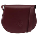 CARTIER Must Line Shoulder Bag Leather Bordeaux Gold Auth 146793-1