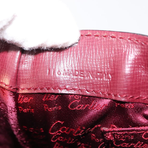 CARTIER Must Line Shoulder Bag Leather Bordeaux Gold Auth 146793