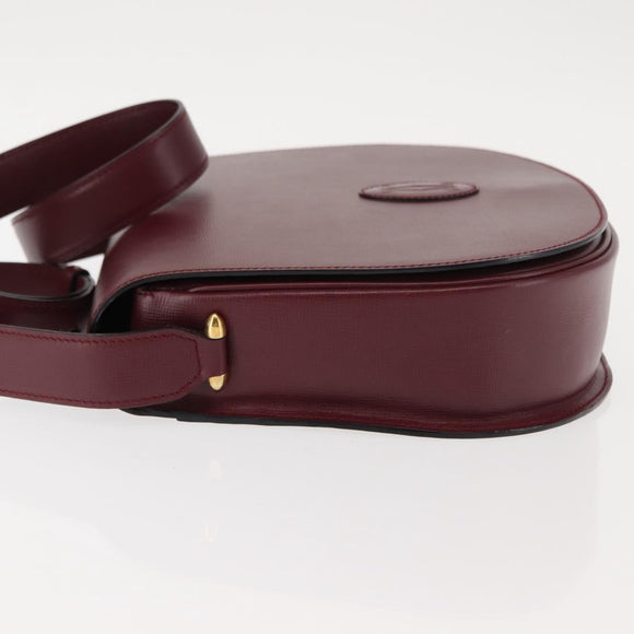 CARTIER Must Line Shoulder Bag Leather Bordeaux Gold Auth 146793