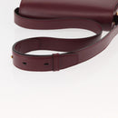 CARTIER Must Line Shoulder Bag Leather Bordeaux Gold Auth 146793-7