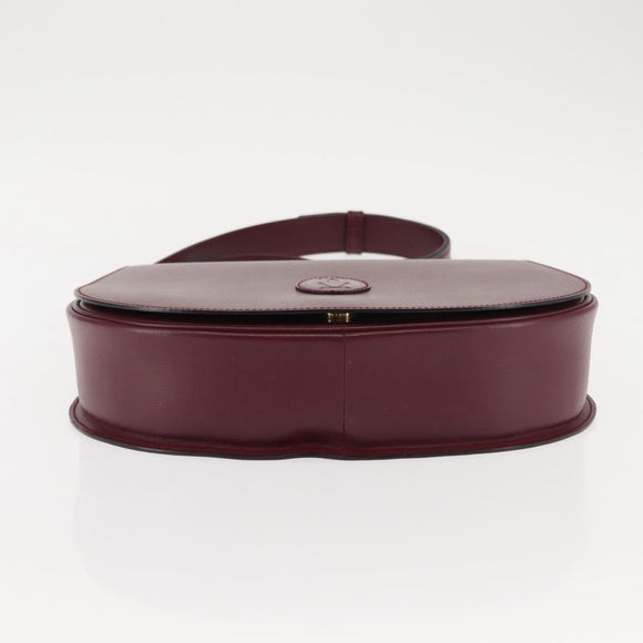 CARTIER Must Line Shoulder Bag Leather Bordeaux Gold Auth 146793