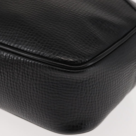 Christian Dior Shoulder Bag Leather Black Gold Auth 146794