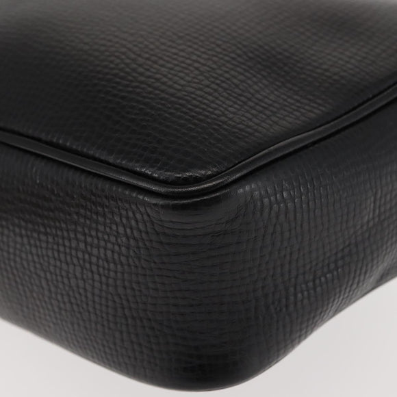 Christian Dior Shoulder Bag Leather Black Gold Auth 146794