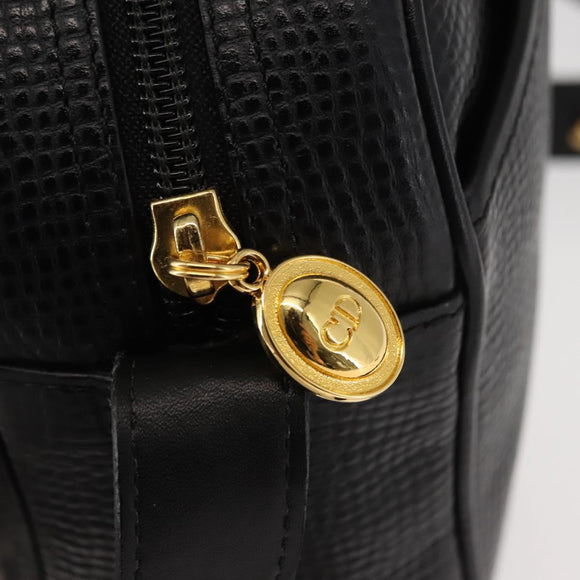 Christian Dior Shoulder Bag Leather Black Gold Auth 146794