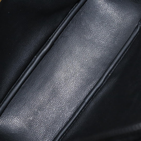 Christian Dior Shoulder Bag Leather Black Gold Auth 146794