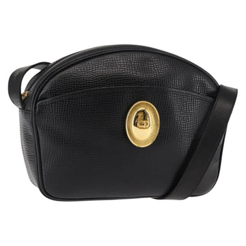 Christian Dior Shoulder Bag Leather Black Gold Auth 146794