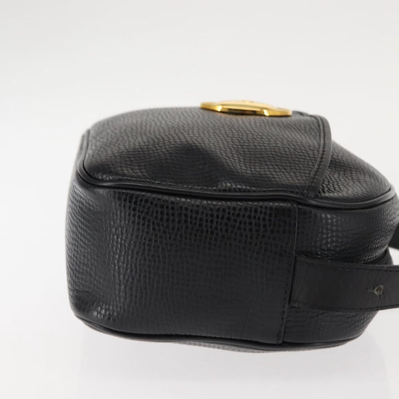 Christian Dior Shoulder Bag Leather Black Gold Auth 146794