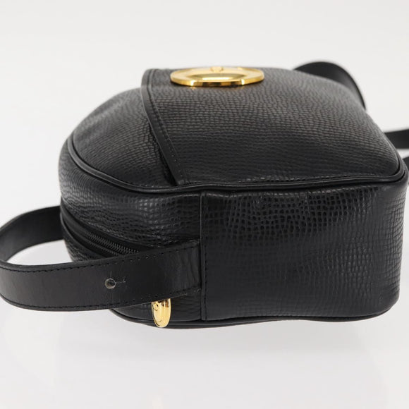 Christian Dior Shoulder Bag Leather Black Gold Auth 146794