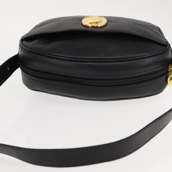 Christian Dior Shoulder Bag Leather Black Gold Auth 146794