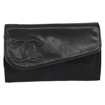 CHANEL COCO Mark Chain Shoulder Bag Lamb Skin Vintage Black CC Auth 146795 - 0