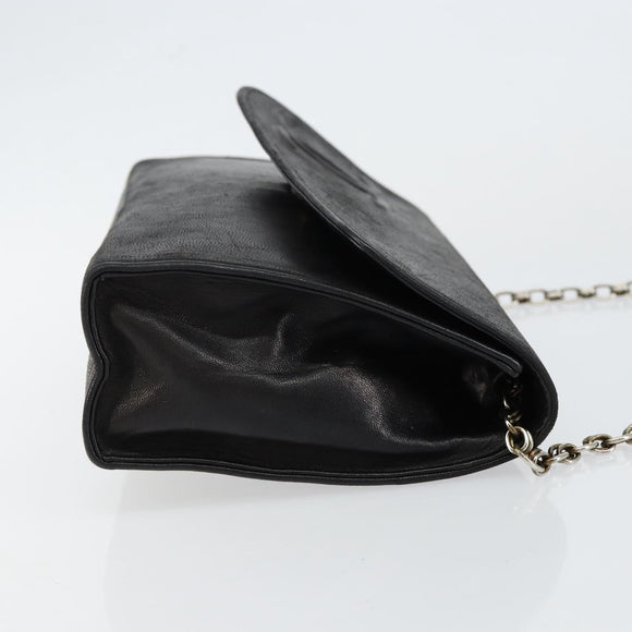 CHANEL COCO Mark Chain Shoulder Bag Lamb Skin Vintage Black CC Auth 146795