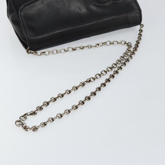 CHANEL COCO Mark Chain Shoulder Bag Lamb Skin Vintage Black CC Auth 146795