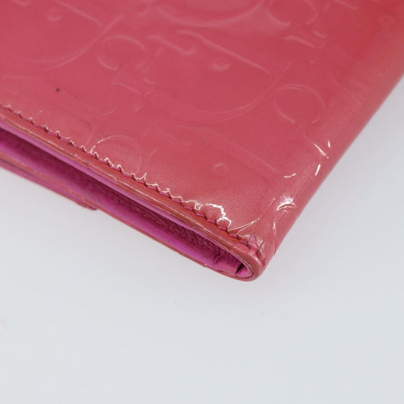 Christian Dior Trotter Canvas Wallet Enamel Pink Auth 146802
