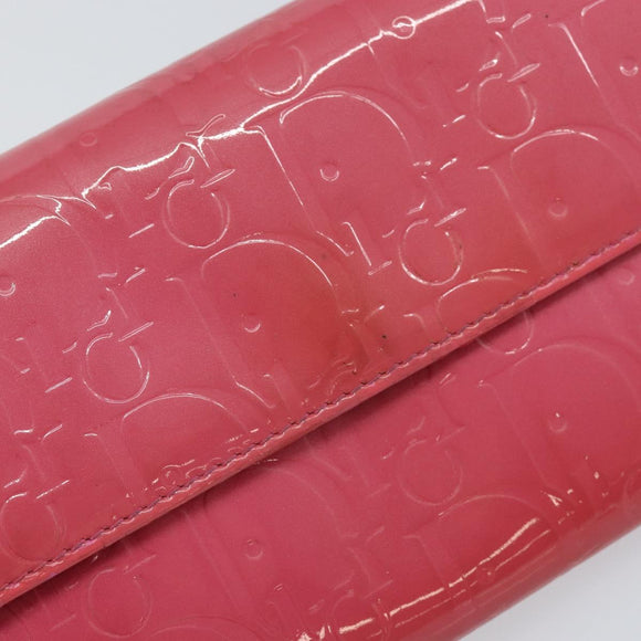 Christian Dior Trotter Canvas Wallet Enamel Pink Auth 146802