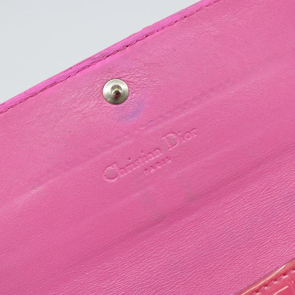Christian Dior Trotter Canvas Wallet Enamel Pink Auth 146802