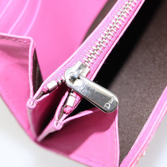 Christian Dior Trotter Canvas Wallet Enamel Pink Auth 146802