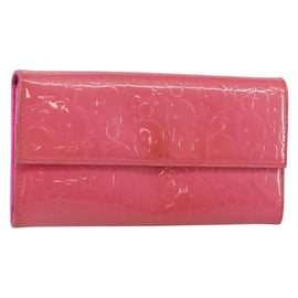 Christian Dior Trotter Canvas Wallet Enamel Pink Auth 146802