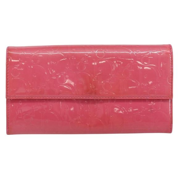Christian Dior Trotter Canvas Wallet Enamel Pink Auth 146802