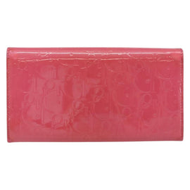 Christian Dior Trotter Canvas Wallet Enamel Pink Auth 146802 - 0