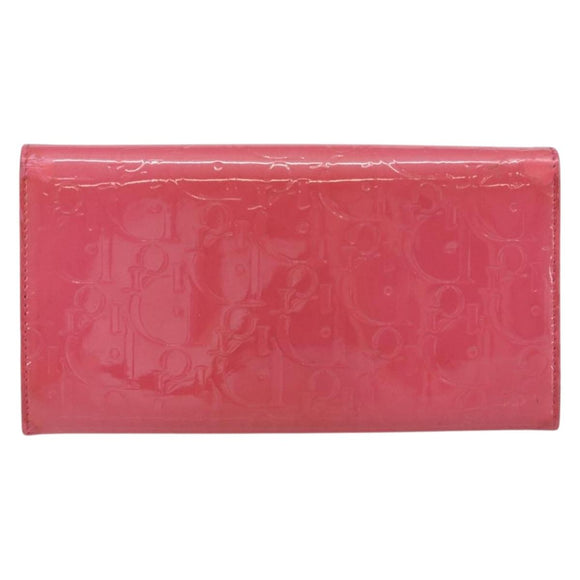 Christian Dior Trotter Canvas Wallet Enamel Pink Auth 146802