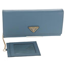 PRADA Long Wallet Safiano leather Light Blue Auth 146803V-1