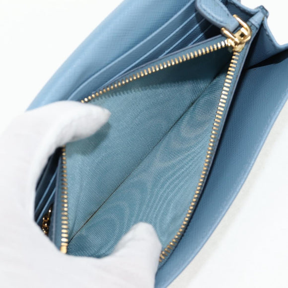 PRADA Long Wallet Safiano leather Light Blue Auth 146803V